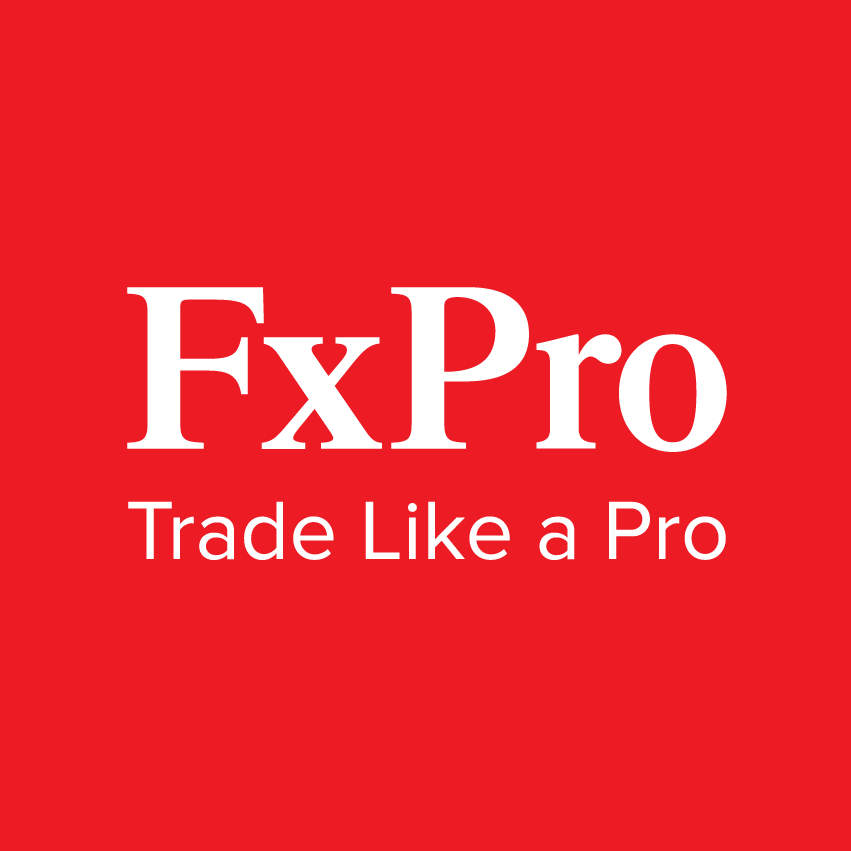 FxPro logo with the tagline Trade Like a Pro in white on a red background